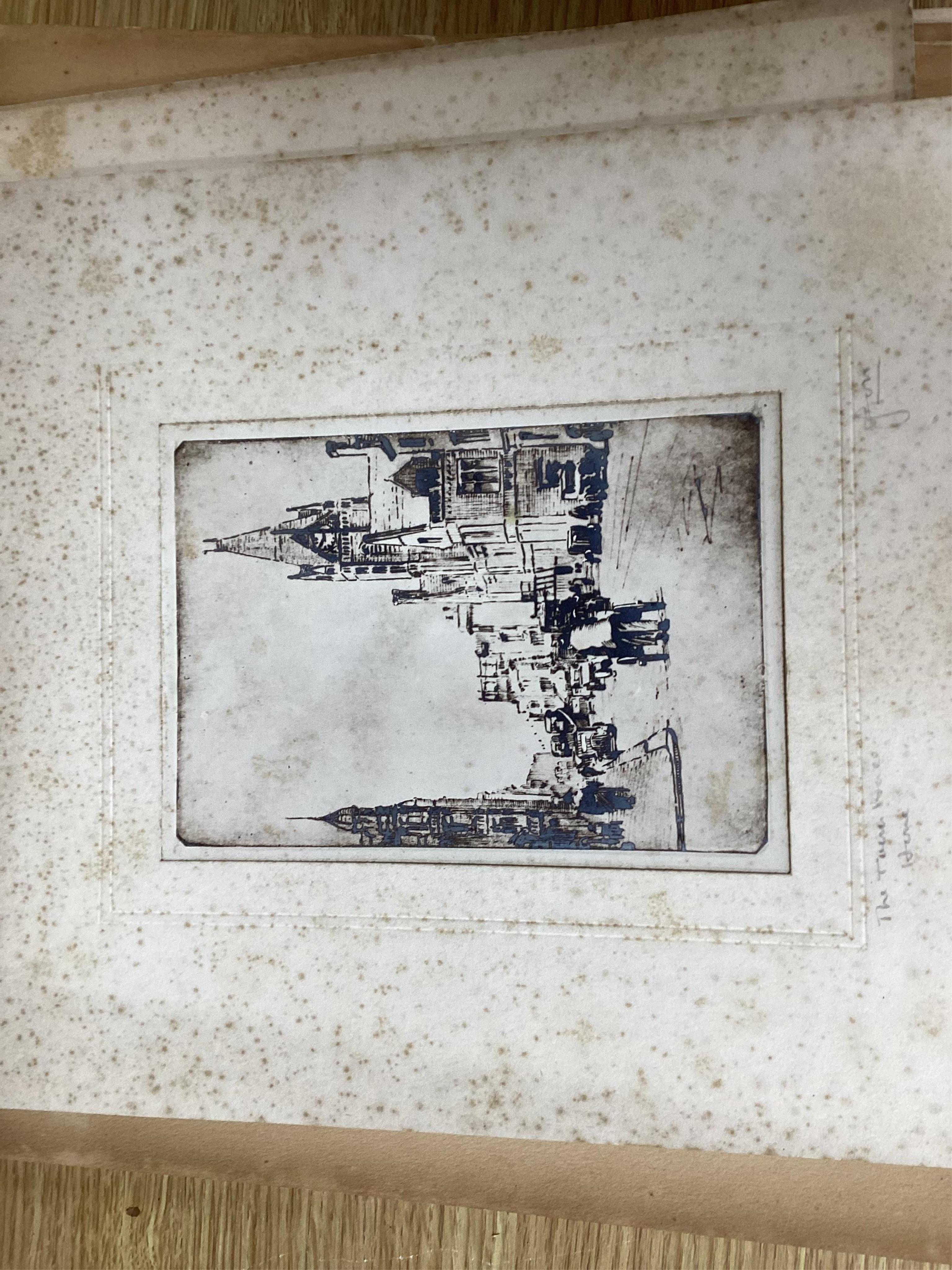 A large collection of various etchings, many signed in pencil, some local views, mounted, unframed